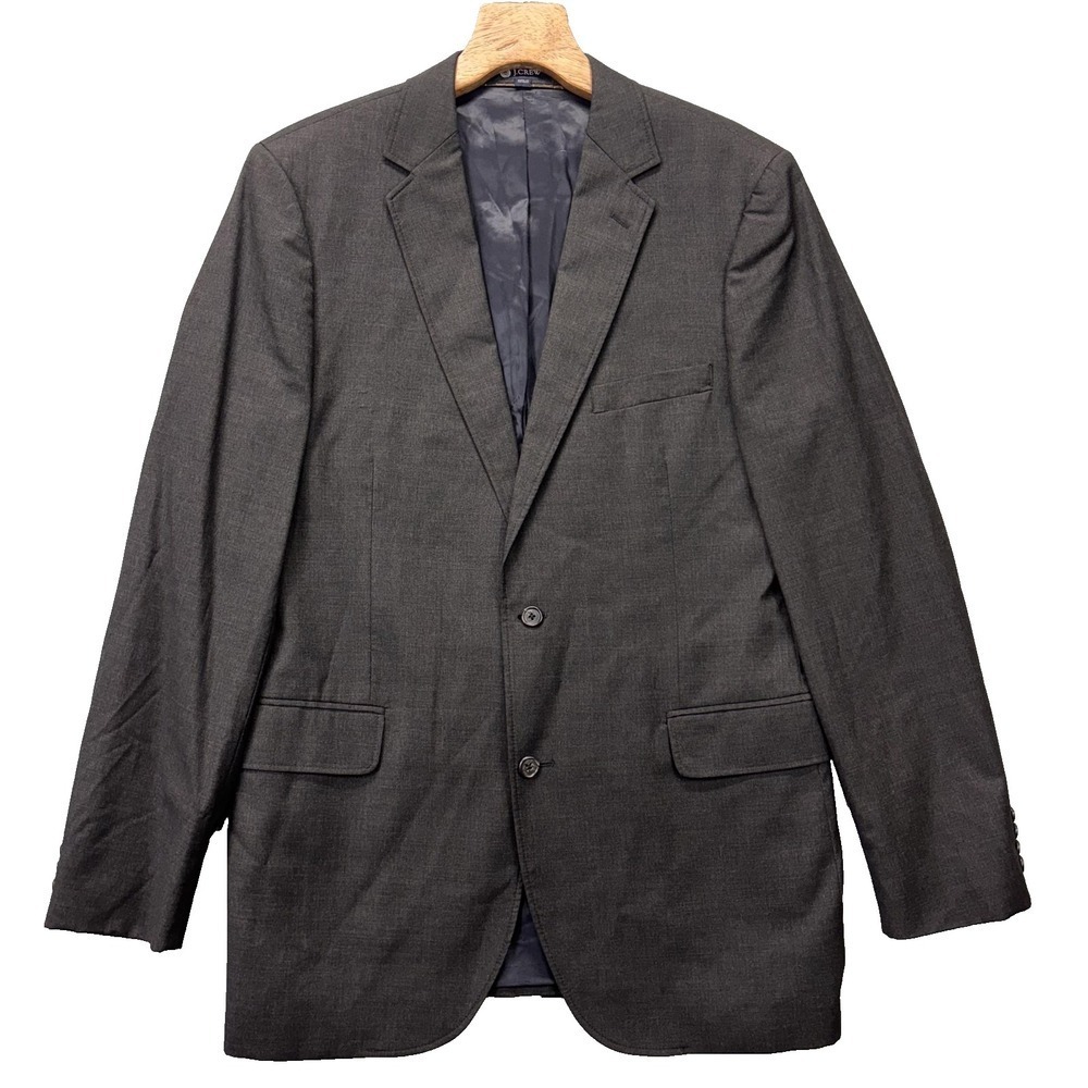 J.Crew Blazer Mens 42L Charcoal Wool Two Button Notch Lapel Side Vents 74624